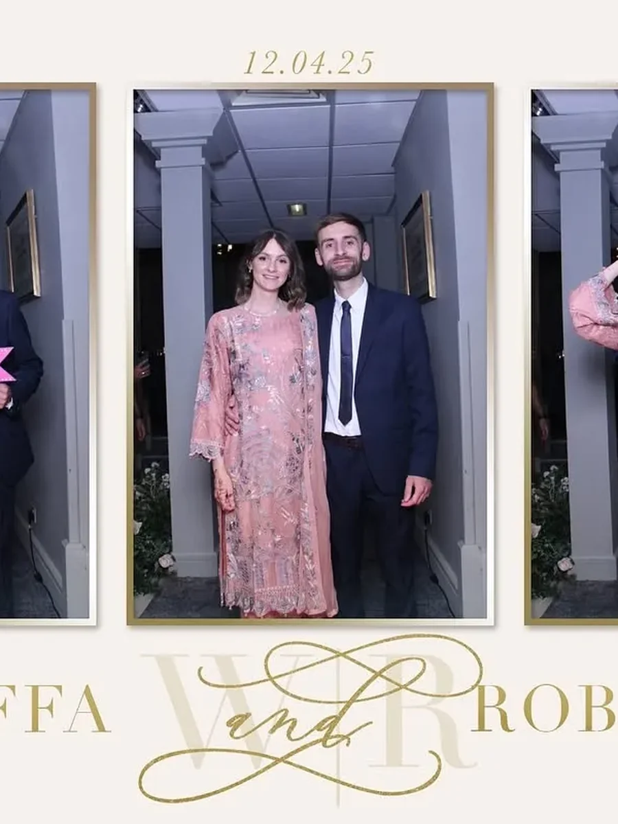 a couple at anniversary booth hire